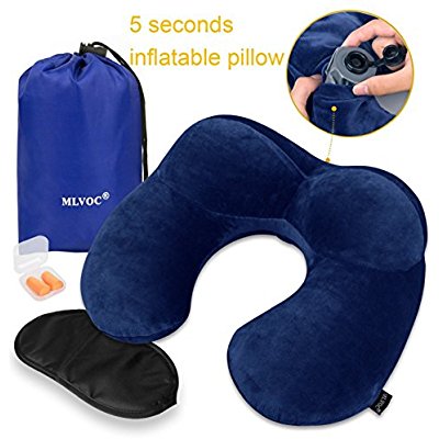 Buy MLVOC Inflatable Neck Pillow with Ear Plugs