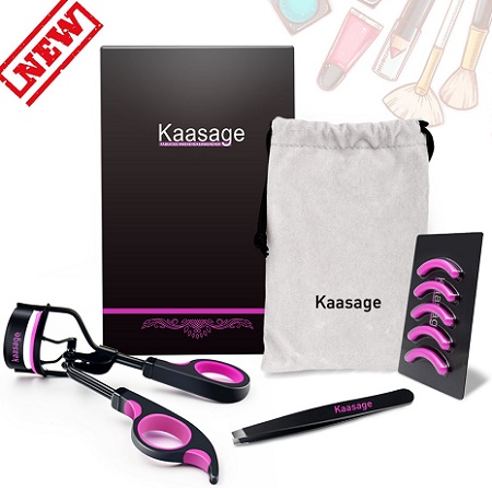 Kaasage Eyelash Curler Halloween Makeup with Advanced Silicone Pressure Pad & Tweezer and Satin Bag & Fits All Eye Shapes Get The Perfect Curl in 8 Seconds