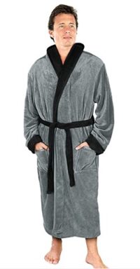 NY Threads Luxurious Men's Shawl-Collar Fleece Bathrobe Spa Robe