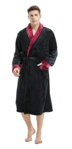 U2SKIIN Men's Fleece Robe Plush Collar Shawl Bathrobe