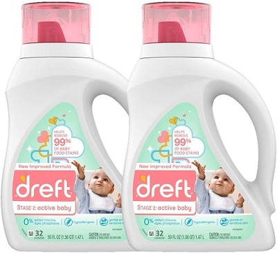 Dreft Stage 2 Active Hypoallergenic Liquid Baby Laundry Detergent For Baby